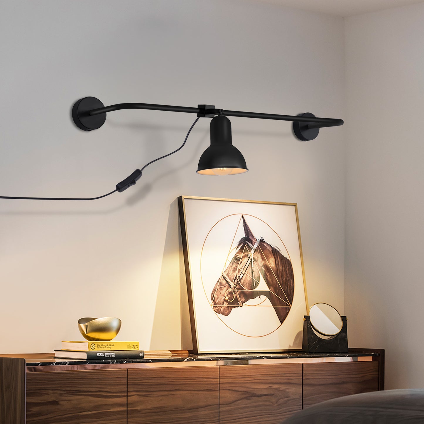ZMH Wandleuchte innen Wandlampe Schwarz - E27 Vintage Metall Flurlampe Schwenkbar Design Treppenhauslampe Indirekt Wandbeleuchtung mit Schalter f¨¹r Wohnzimmer Schlafzimmer Flur Treppenhaus Bett
