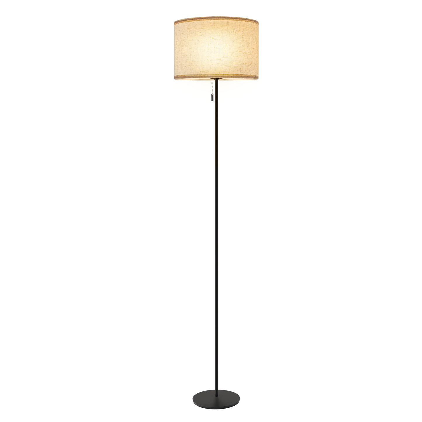 ZMH Stehlampe Wohnzimmer Vintage Stehleuchte: LED Dimmbar Standleuchte 136cm Standlampe Beige Lampenschirm 3000K-6500K Wohnzimmerlampe Seilzugschalter Retro Stoff Leselampe f¨¹r Schlafzimmer B¨¹ro