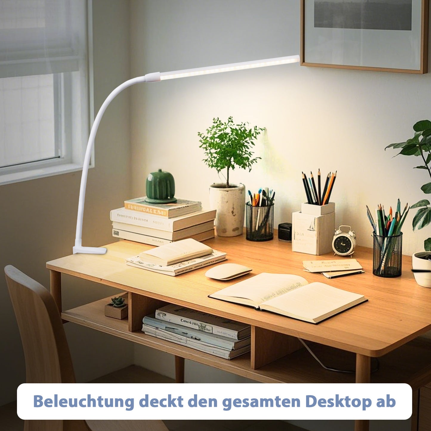 ZMH Schreibtischlampe LED Klemmbar - Wei? Tageslichtlampe Schreibtisch Lampe mit 3 Farbtemperatur und 5 Helligkeitsstufen Tischleuchte USB B¨¹rolampe 5W Arbeitsplatzleuchte Klemmlampe f¨¹r B¨¹ro