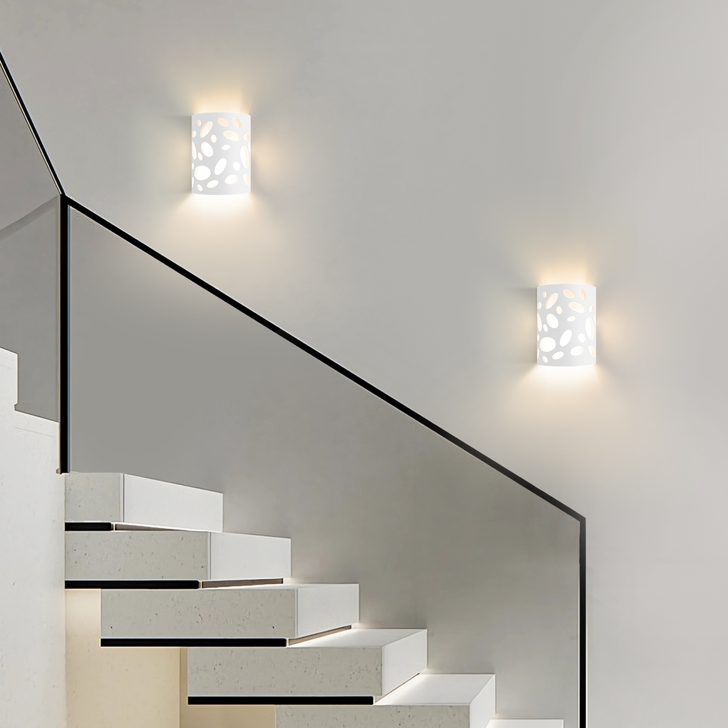 ZMH Wandleuchte Innen Wandlampe Flur - Up and Down Leuchten Modern Design Wandleuchten E14 Flurlampe Wei? Gipsleuchte Treppenhaus Wandlicht f¨¹r Wohnzimmer K¨¹che - Ohne Leuchtmittel