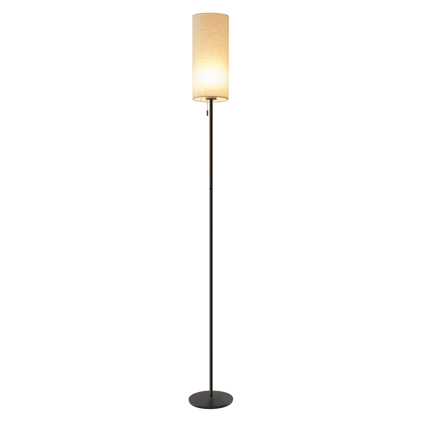 ZMH Stehlampe Wohnzimmer Dimmbar Stehleuchte: LED Standleuchte 3 Farbtemperaturen Vintage Beige Lampenschirm Standlampe mit Seilzugschalter Retro Stoff Leselampe f¨¹r Schlafzimmer Esszimmer B¨¹ro