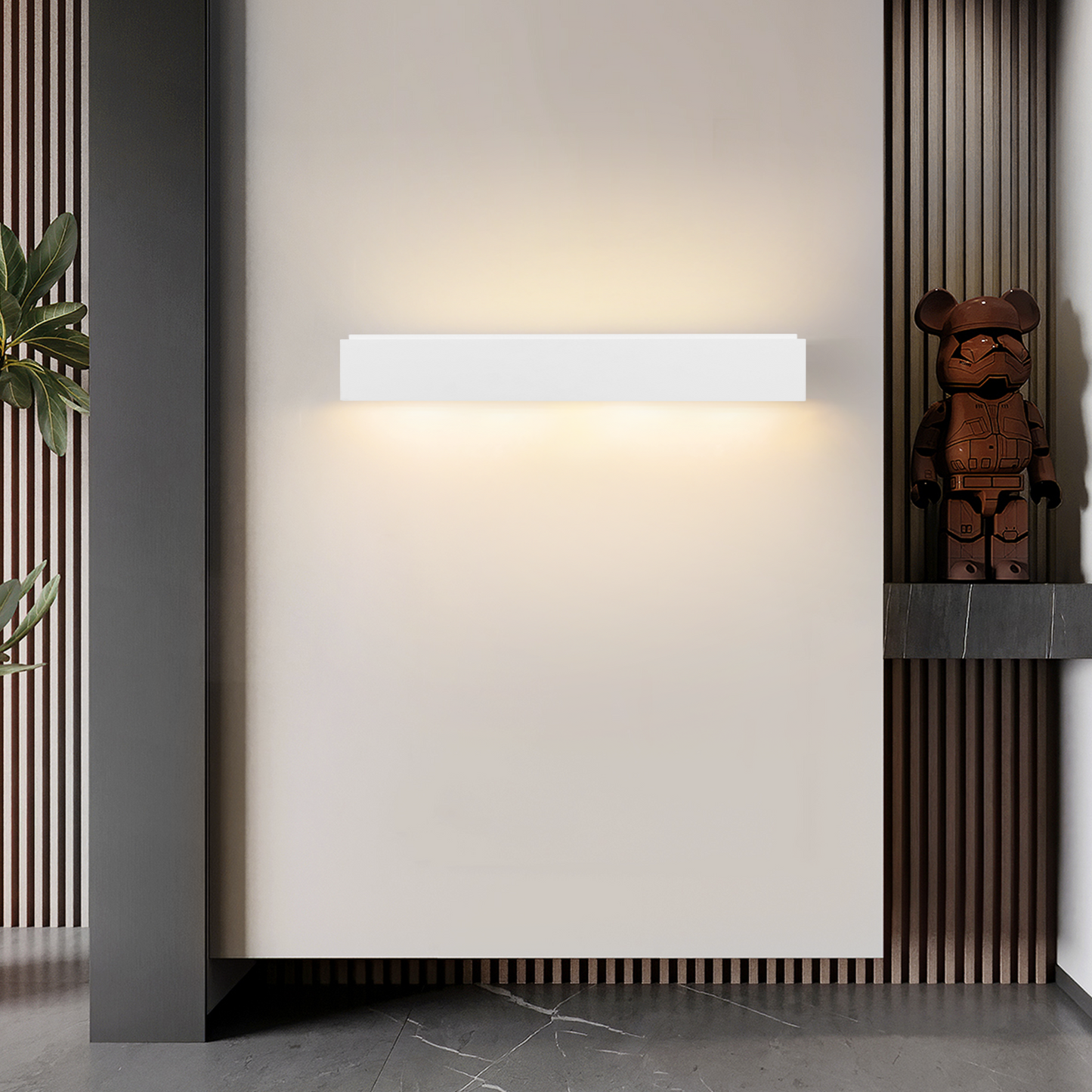 ZMH Wandleuchte Innen Wandlampe Flur - Up and Down Wandleuchten Modern Design G9 Flurlampe Wei? Gipsleuchte Wand Treppenhaus Lampe f¨¹r Wohnzimmer K¨¹che 52CM - Ohne Leuchtmittel