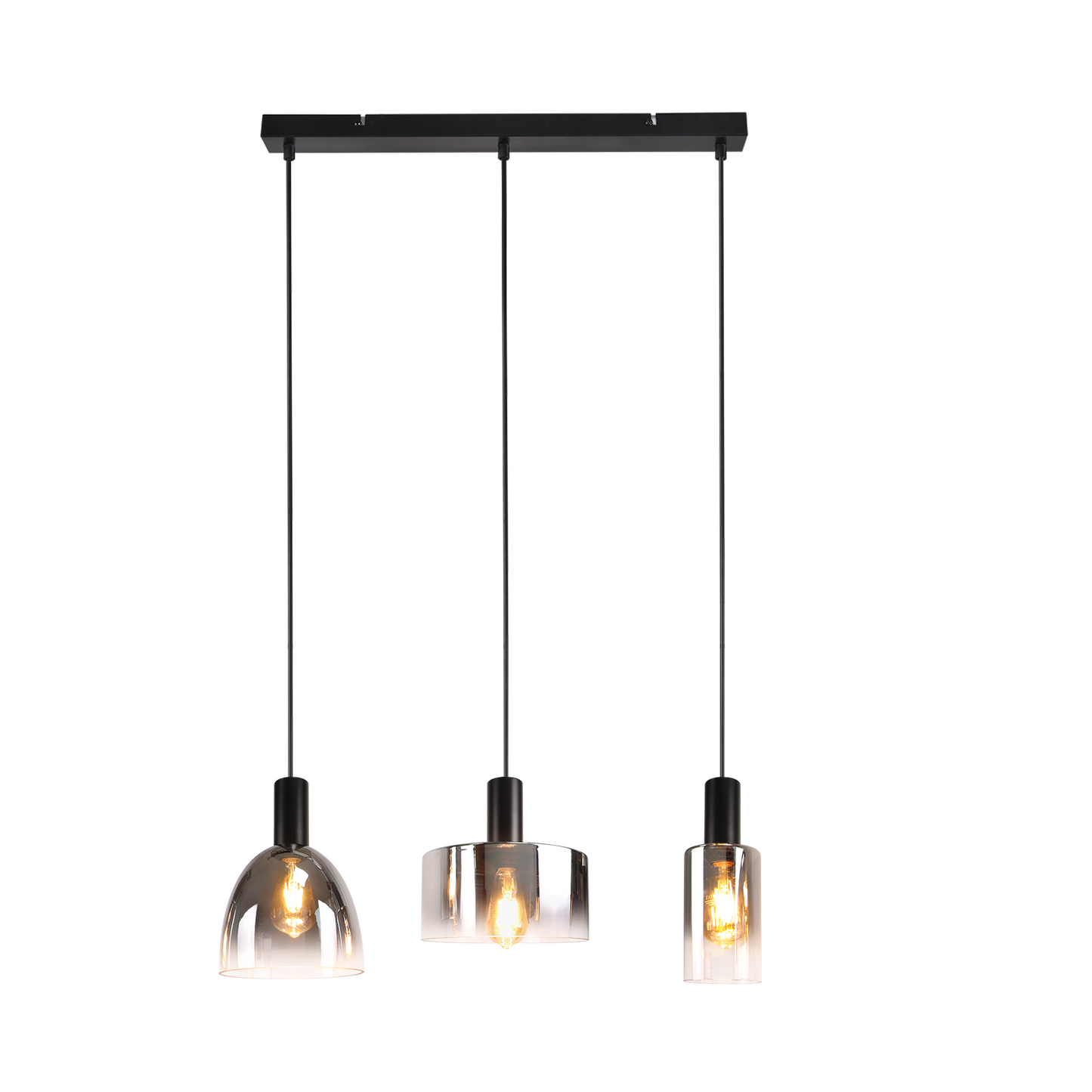 H?ngelampe Esszimmerlampe 3 Flammig H?ngeleuchte- E27 Vintage Esstisch Pendelleuchte H?henverstellbar Glas Schwarz Pendellampe H?ngend f¨¹r Schlafzimmer k¨¹che (ohne Leuchtmittel)