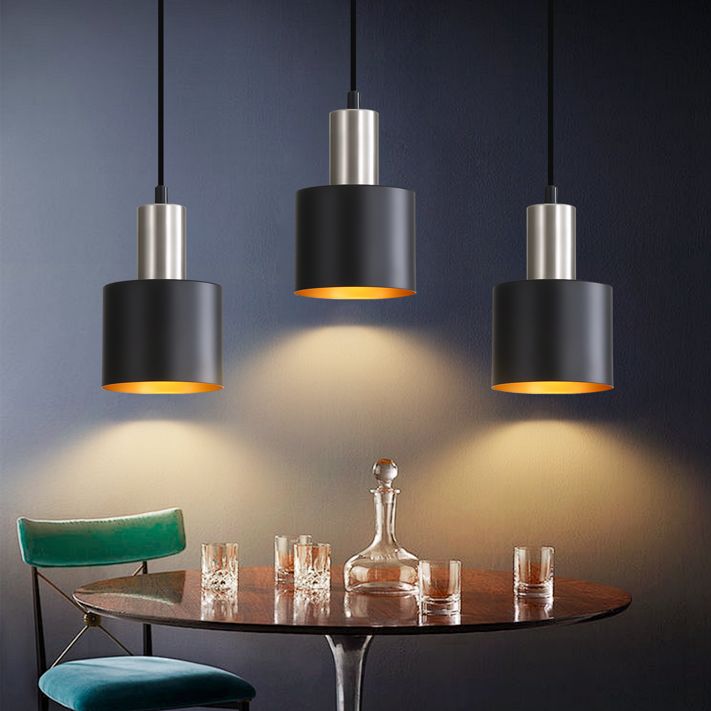 H?ngelampe Esstisch Pendelleuchte E27 Schwarz - H?ngeleuchte Retro Schlafzimmerlampe Nachttisch H?henverstellbar K¨¹chenlampe H?ngend Esszimmerlampe Vintage Industrial Ohne Leuchtmittel