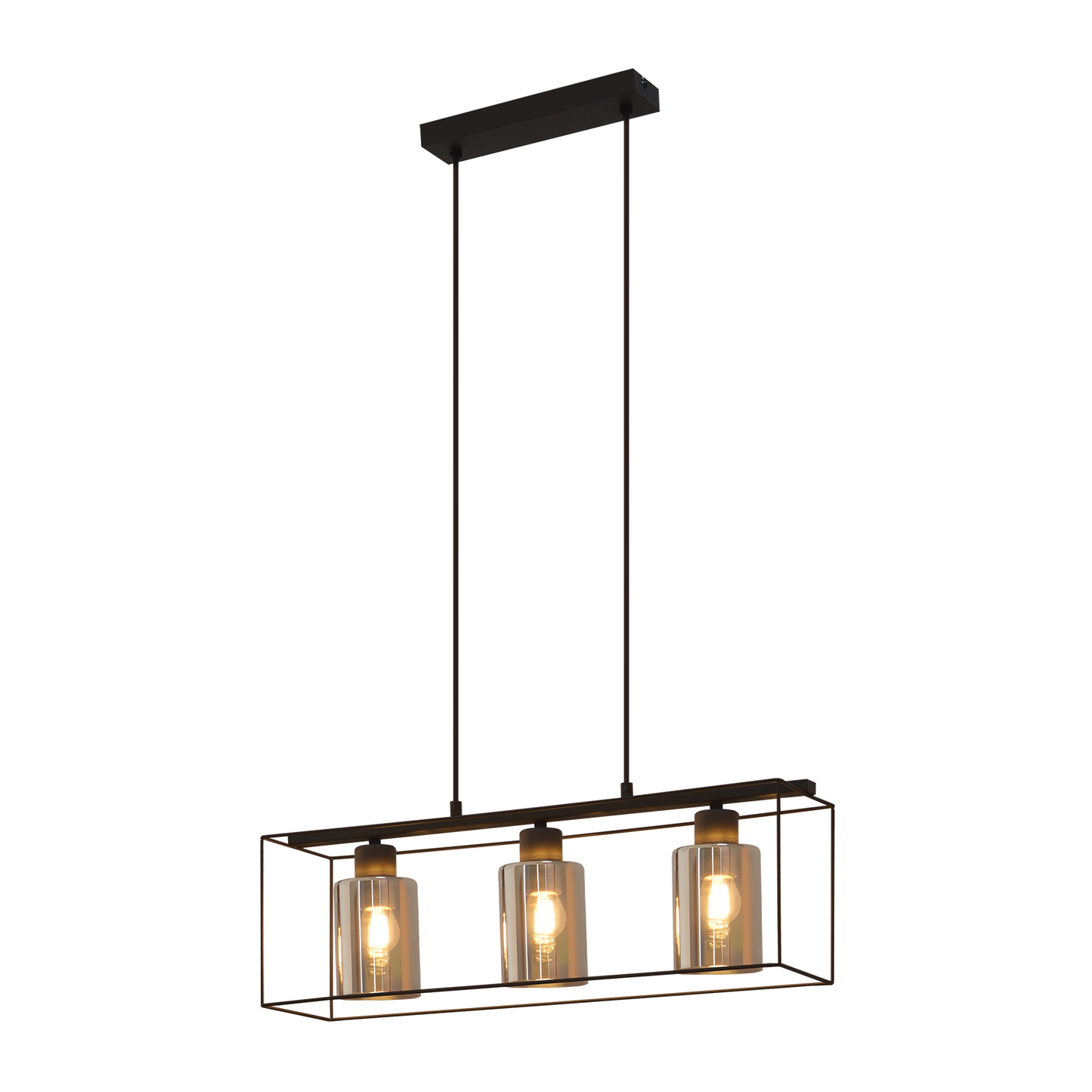 Pendelleuchte Esstisch H?ngelampe Vintage - Rauchschwarz Glas H?ngeleuchte 3 Flammig E27 Esstischlampe H?ngend Metall Retro Esszimmerlampe Industrial f¨¹r Esszimmer k¨¹che (ohne Leuchtmittel)