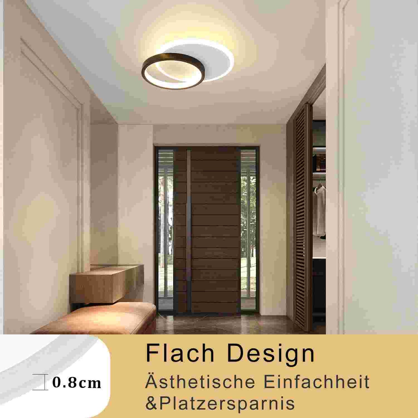 ZMH Deckenlampe LED Deckenleuchte Wohnzimmer - 12W K¨¹chenlampe 3000K Warmwei? Schlafzimmerlampe Modern Design Flurlampe Decke Wohnzimmerlampe Schwarz Rund f¨¹r K¨¹che Schlafzimmer Flur ?24.5cm