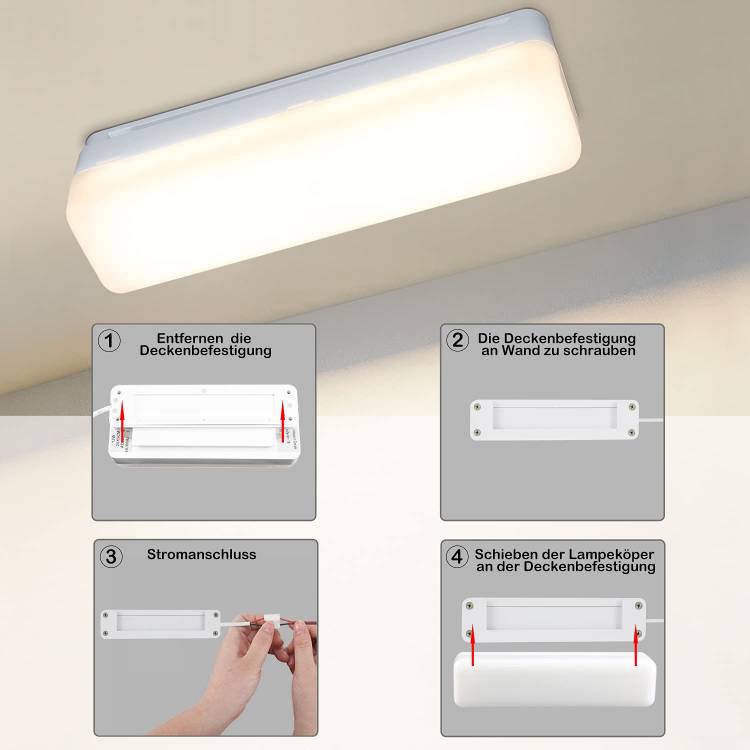 ZMH Deckenlampe LED Deckenleuchte K¨¹che - 20cm Tageslicht Decke Wei? K¨¹chenlampe Lang 13W Flurlampe Innen Kellerlampe 4000K Neutralwei? Tageslichtlampe f¨¹r Flur Keller Garage B¨¹ro Schlafzimmer