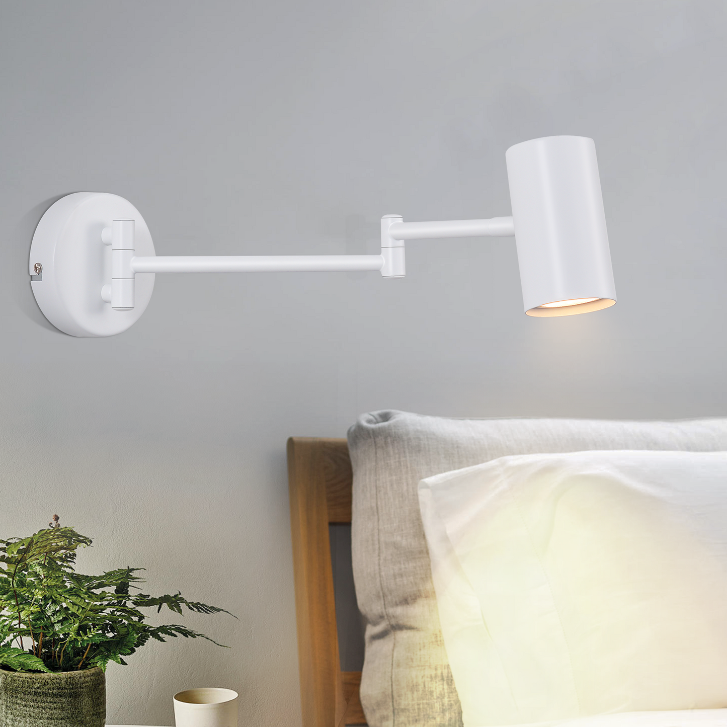 ZMH Wandleuchte Innen Wandlampe GU10 - Schlafzimmerlampe Wandstrahler Wandleuchten Modern Wei? Langer Arm Schwenkbar Metall Wandbeleuchtung f¨¹r Wohnzimmer Flur - Ohne Leuchtmittel