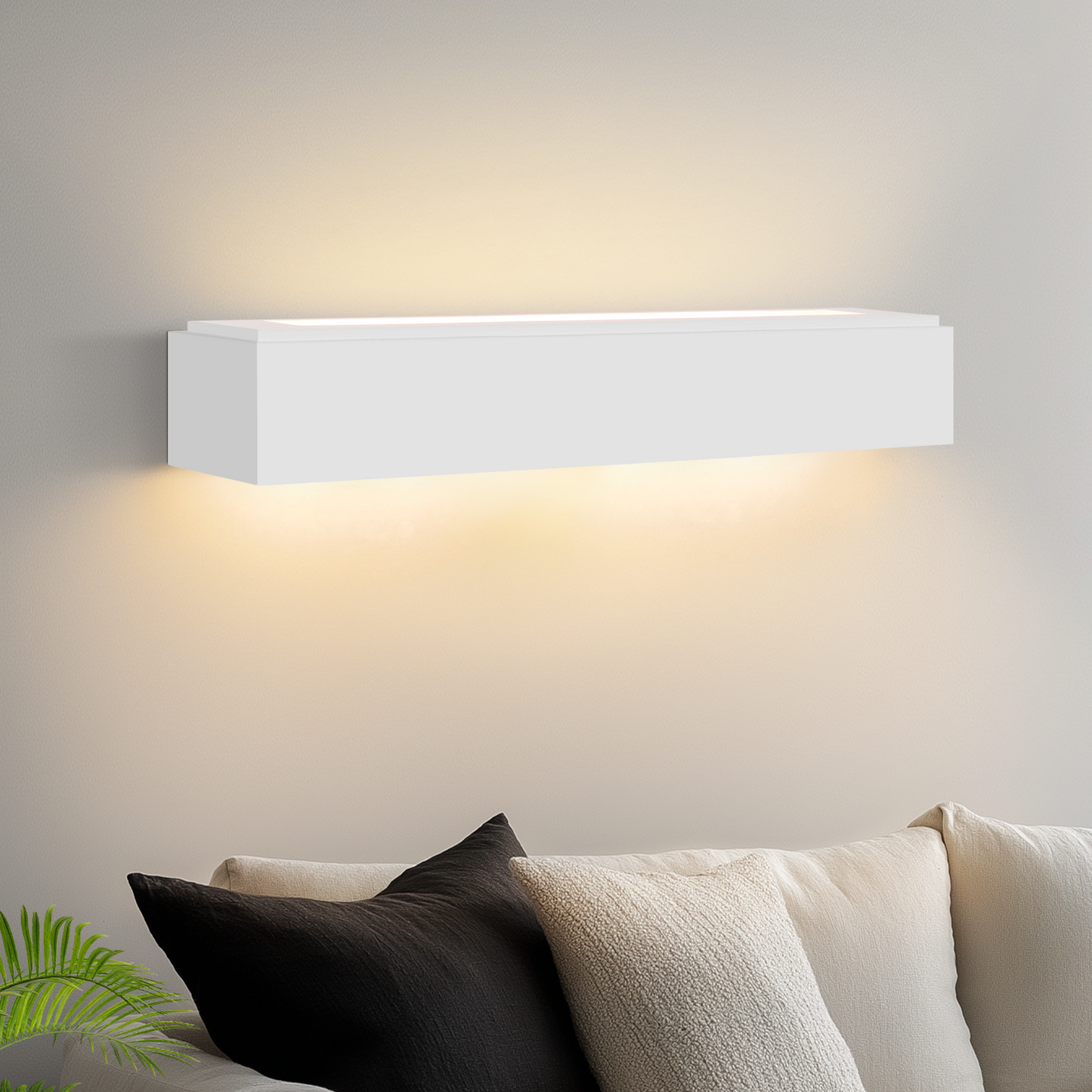 ZMH Wandleuchte Innen Wandlampe Flur - Up and Down Wandleuchten Modern Design G9 Flurlampe Wei? Gipsleuchte Wand Treppenhaus Lampe f¨¹r Wohnzimmer K¨¹che 52CM - Ohne Leuchtmittel