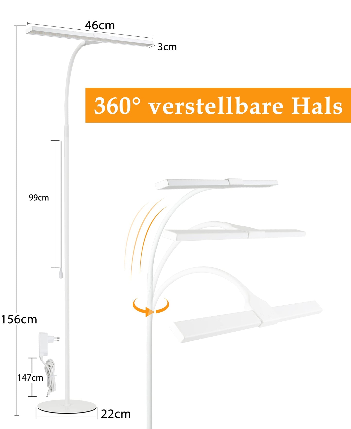 ZMH LED Stehlampe Stehleuchte Dimmbar - Modern Touch Control Leselampe Wohnzimmer 10W mit Timer und Memory Funktion Touch Flexibler Schwanenhals Modern Standleuchte f¨¹r Schlafzimmer