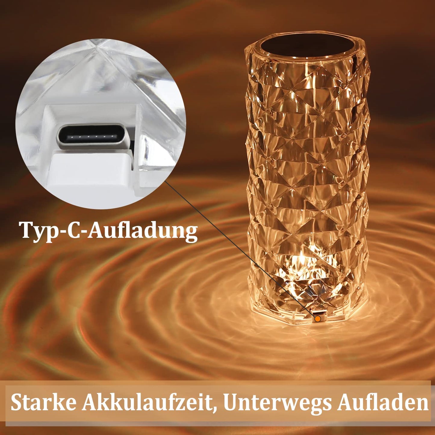 ZMH LED Tischlampe Kristall Lampe - 2er Set Rose Diamant Table Lampe Touch Dimmbar 16 Farben Farbwechsel Crystal Glitzer Nachttischlampe Kabellos Nachtlicht f¨¹r Party Schlafzimmer Geschenk