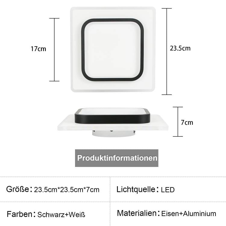ZMH Deckenlampe LED Deckenleuchte Wohnzimmer - 16W K¨¹chenlampe Warmwei? Schlafzimmerlampe Modern Wohnzimmerlampe Schwarz Flur Deckenbeleuchtung Klein Flurlampe ?23.5cm f¨¹r K¨¹che Schlafzimmer