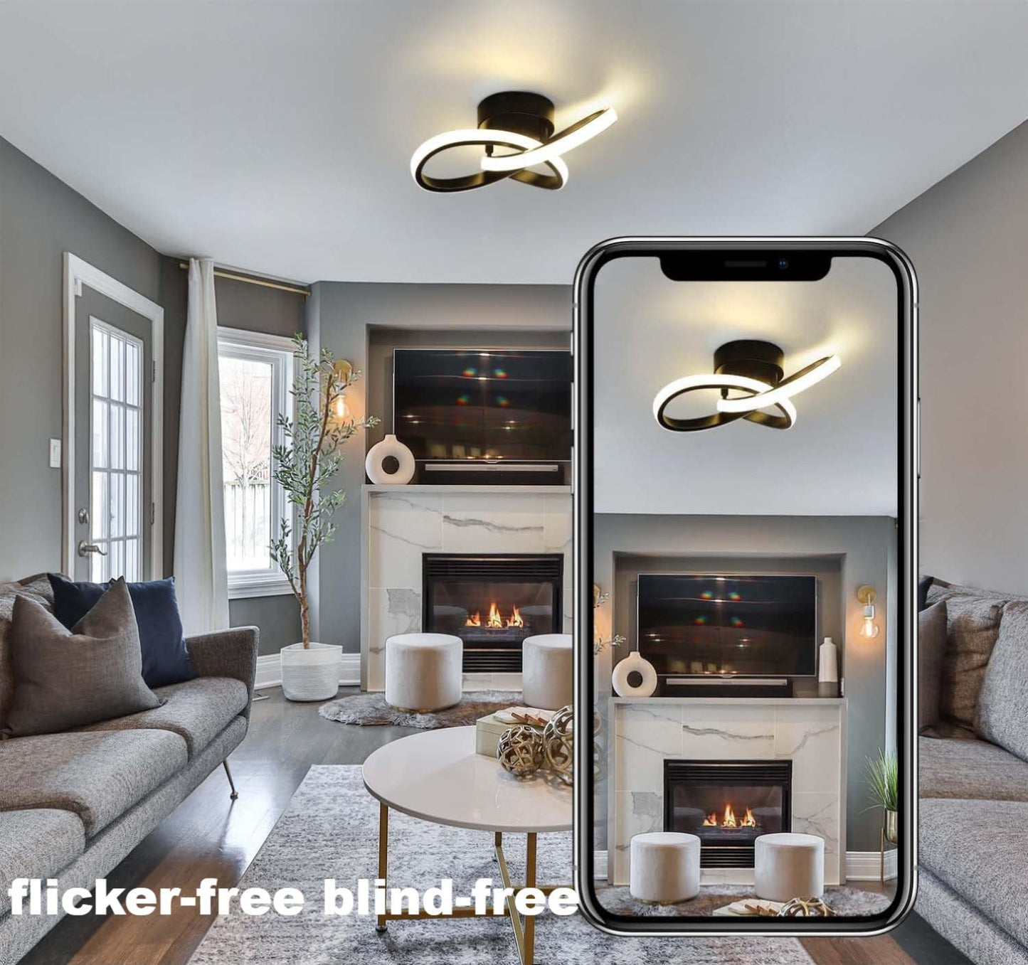 ZMH LED-Deckenleuchten f¨¹r Wohnzimmer - Modernes Design Schlafzimmer Deckenleuchte Schwarz 17W 1400Lm 3000K Warmwei? K¨¹che Deckenleuchte f¨¹r Flur Esszimmer Korridor