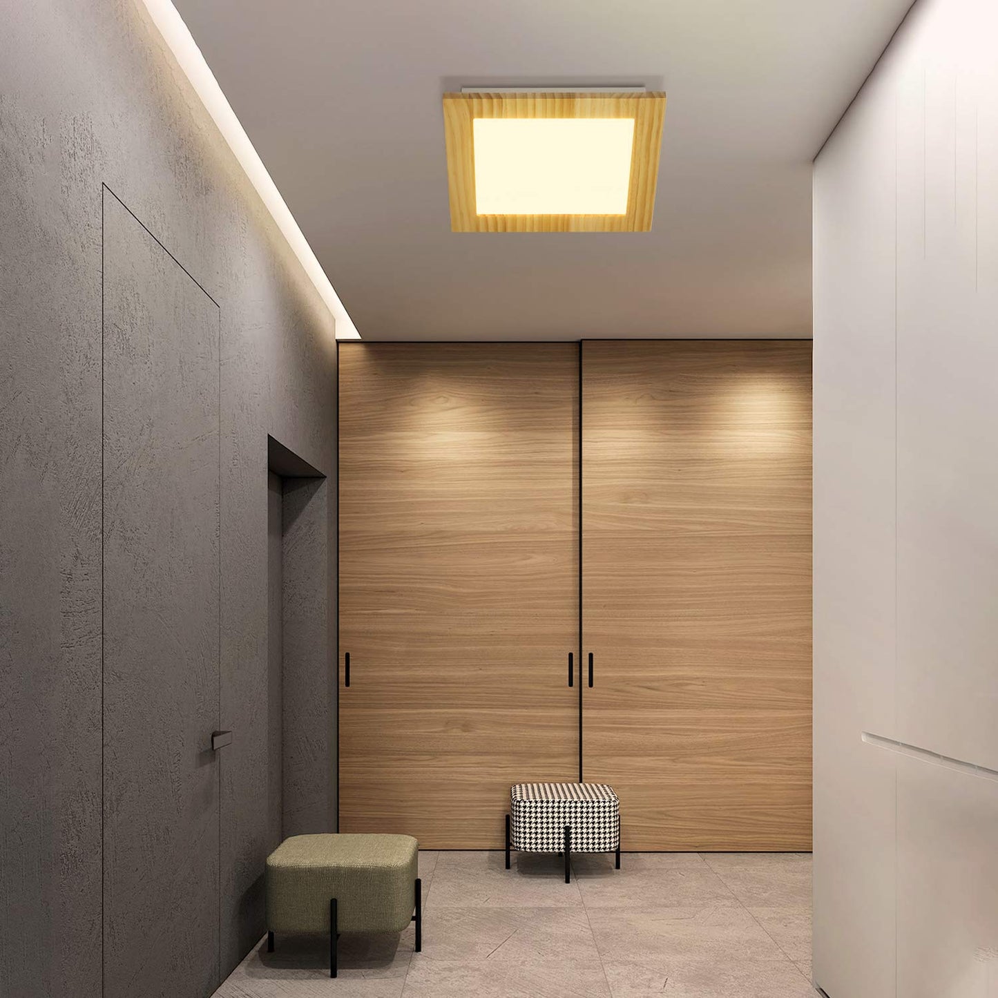 ZMH LED Deckenleuchte Wohnzimmer Deckenlampe Holz flach Schlafzimmer Panel Flur innen Beleuchtung eckig 3000K warmwei? 30cm 17W f¨¹r K¨¹che Kinderzimmer Esszimmer Treppen Balkon