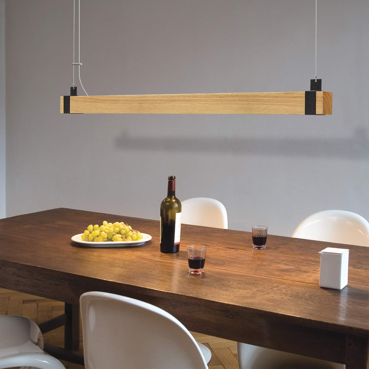 ZMH ZMH LED Pendelleuchte Esstisch H?ngeleuchte Holz - K¨¹chenlampe H?ngend 100CM H?ngelampe Wohnzimmer Dimmbar Esstischlampe 19W Industrial Esszimmerlampe Vintage Retro Pendellampe f¨¹r Schlafzimmer B¨¹ro