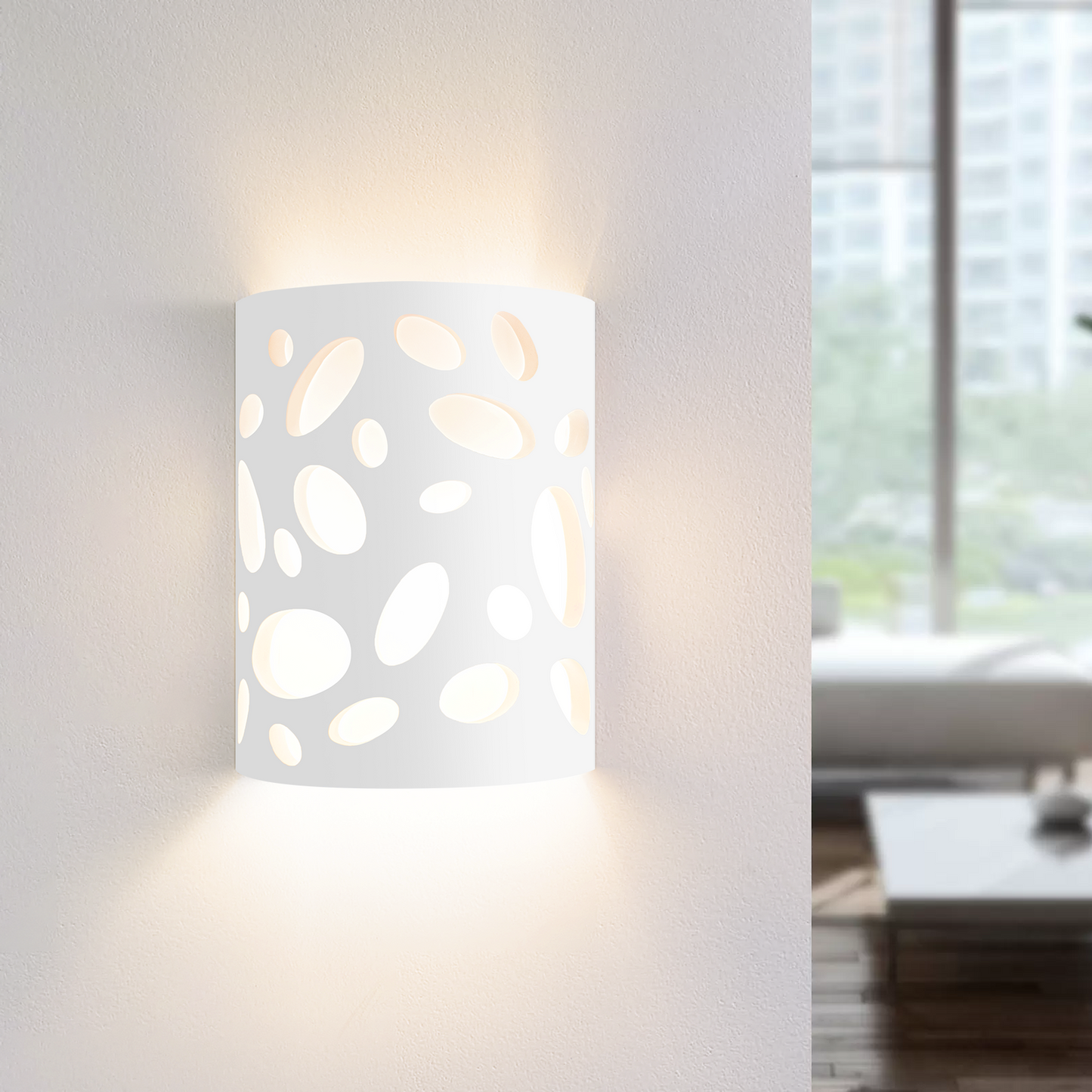 ZMH Wandleuchte Innen Wandlampe Flur - Up and Down Leuchten Modern Design Wandleuchten E14 Flurlampe Wei? Gipsleuchte Treppenhaus Wandlicht f¨¹r Wohnzimmer K¨¹che - Ohne Leuchtmittel