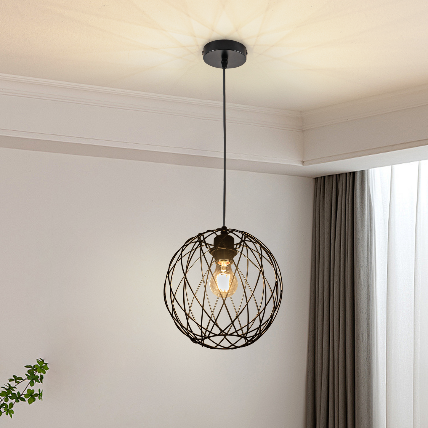 Pendellampe Schwarz H?ngelampe Rund - Pendelleuchte Vintage E27 H?ngeleuchte Retro Industrie Esstischlampe K¨¹chenlampe Wohnzimmer Treppenhaus Flur Ohne Leuchtmittel