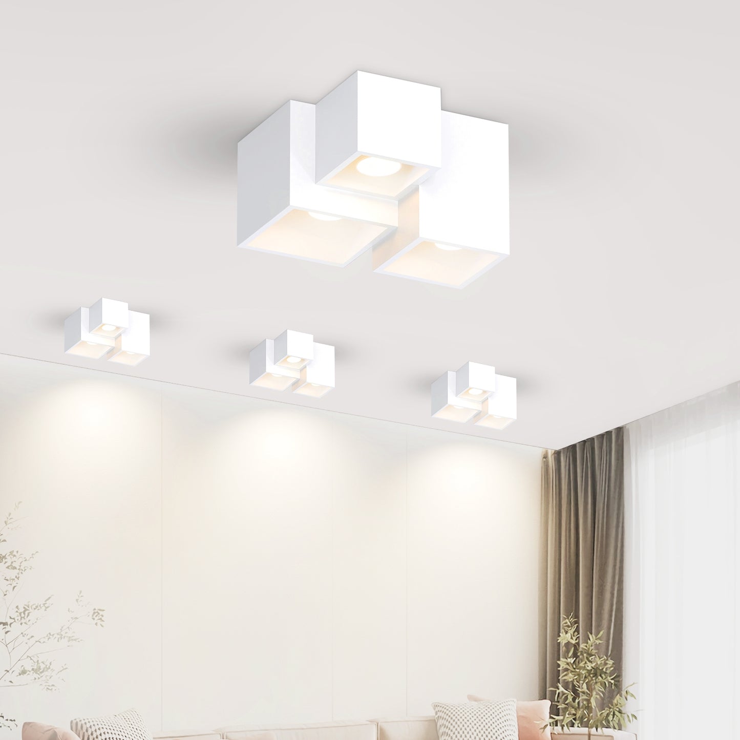 ZMH Aufbauspot Wei? Aufbaustrahler GU10: Deckenleuchte Aufputz 23cm Aufbauleuchte eckig Deckenspots 3 flammig Modern Strahler Deckenlampe K¨¹che Deckenstrahler f¨¹r Wohnzimmer - Ohne Leuchtmittel