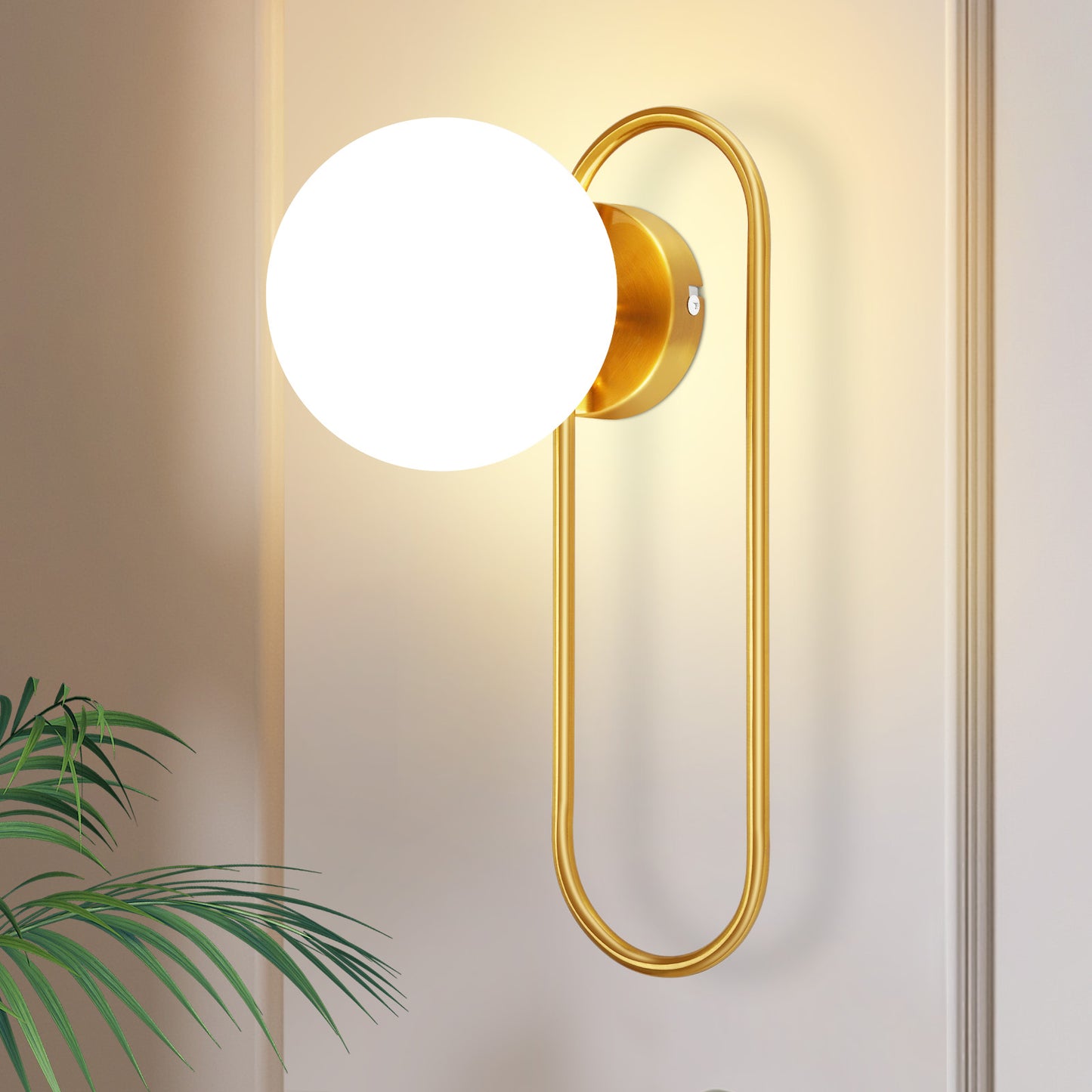 Wandleuchte Innen Wandlampe Flur - Glas Schlafzimmer Wandbeleuchtung Gold Modern Flurlampe Wand Lampen E14 Glaskugel Retro Beleuchtung f¨¹r Treppenhaus Bett Wohnzimmer Hotel (Ohne Leuchtmittel)