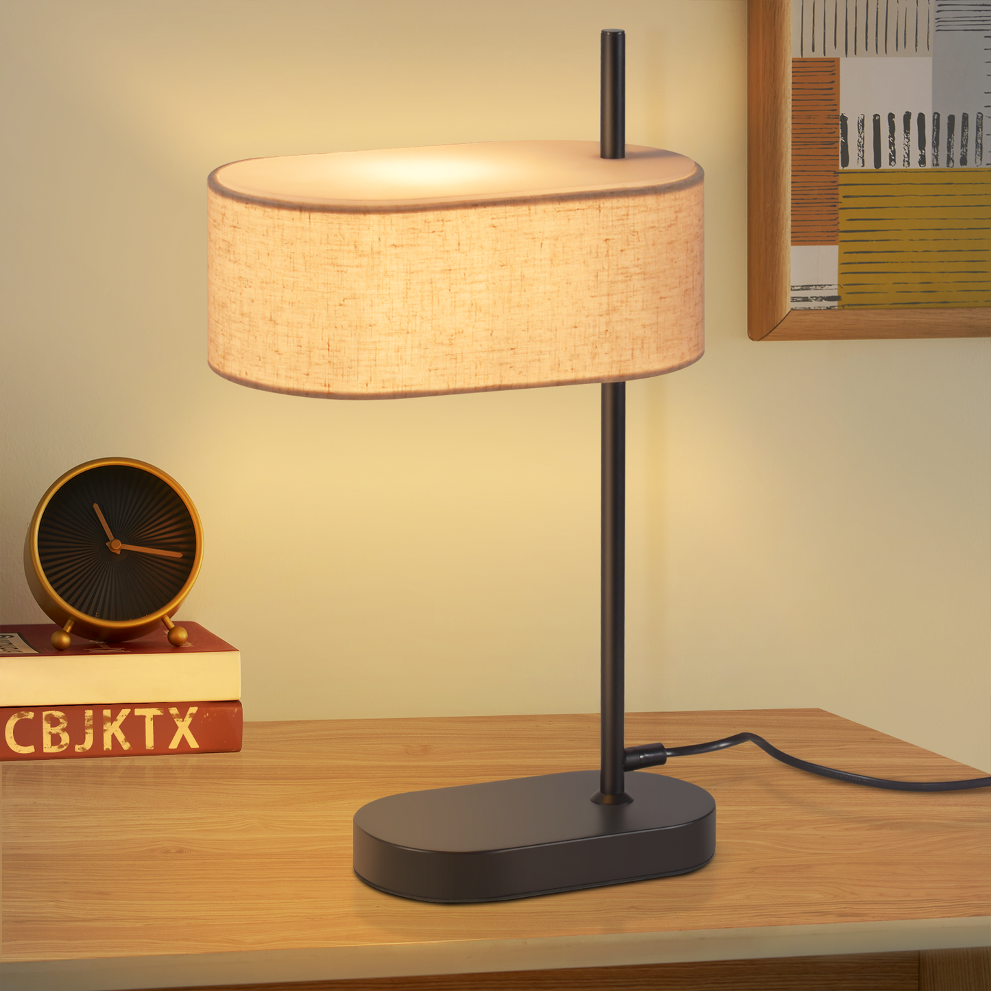 ZMH Nachttischlampe Schlafzimmer Tischlampe Vintage - 2er 44.5cm E14 Schwarz Tischleuchte Leinen Stoffschirm mit Schalter Kabel Retro f¨¹r Wohnzimmer B¨¹ro (ohne Leuchtmittel)
