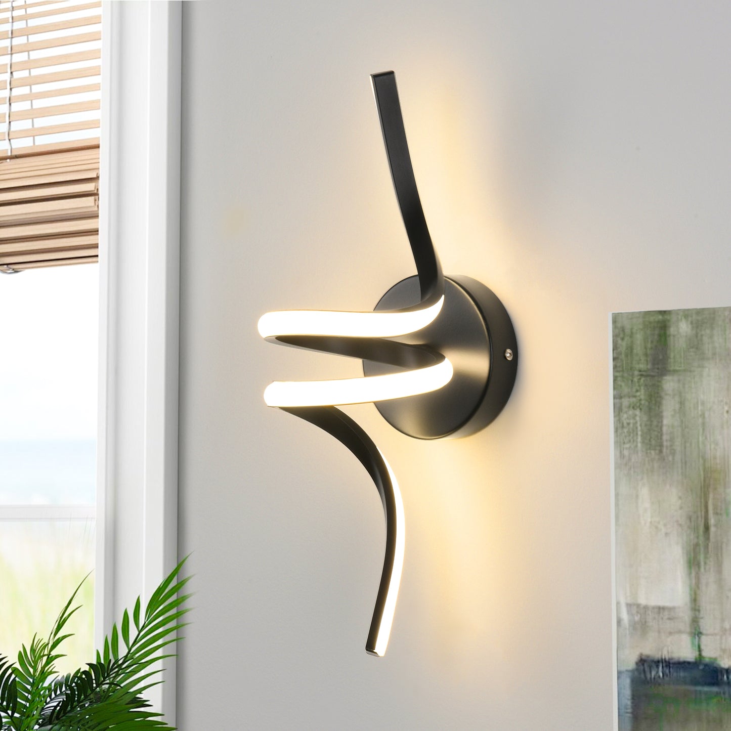 ZMH Wandlampe Innen LED Wandleuchte Schwarz: Wand Lampe f¨¹r Treppenhaus Flur Wohnzimmer Schlafzimmer Balkon Modern Design Aluminium Wandbeleuchtung - 7W Warmwei? 3000K