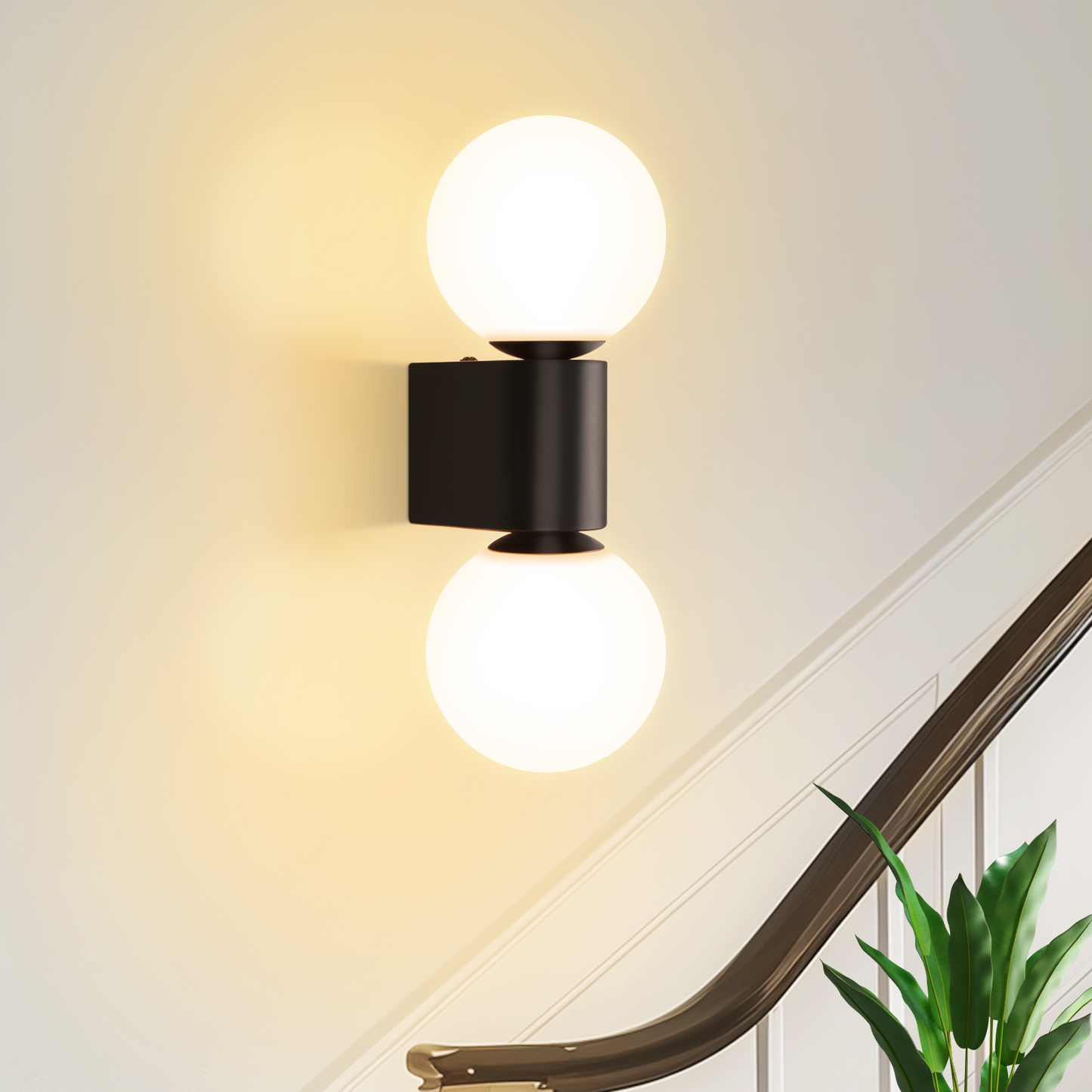 Wandleuchte Badezimmer Vintage Wandlampe innen: Wandbeleuchtung Glas in Wei? Schwarz Wandstrahler 2 flammig Max. 25W G9 Retro Wandspots f¨¹r Schlafzimmer Wohnzimmer K¨¹che (Ohne Leuchtmittel)