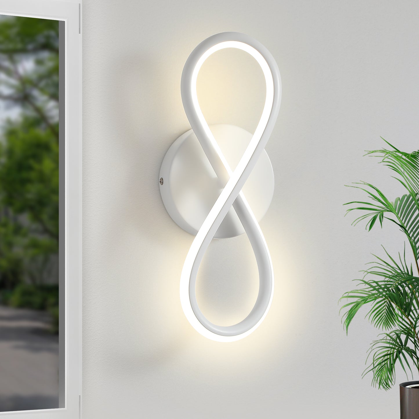 ZMH Wandleuchte Innen LED Wandlampe Modern: Wand Lampe f¨¹r Treppenhaus Schlafzimmer Wohnzimmer Korridor K¨¹hles Design 7W Kurvendesign Dekorativ Wei? Wandleuchten Warmwei? 3000K