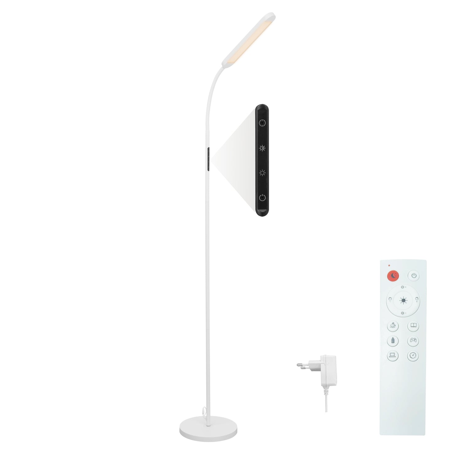 ZMH LED Stehlampe Dimmbar Standleuchte - Standleuchte 11W Wei? 3000K-6500K 5 Farbtemperaturen 5 Helligkeiten Drehbar Leselampe Touch Control 1H Timer Bodenlampe f¨¹r Wohnzimmer Kinderzimmer Sofa