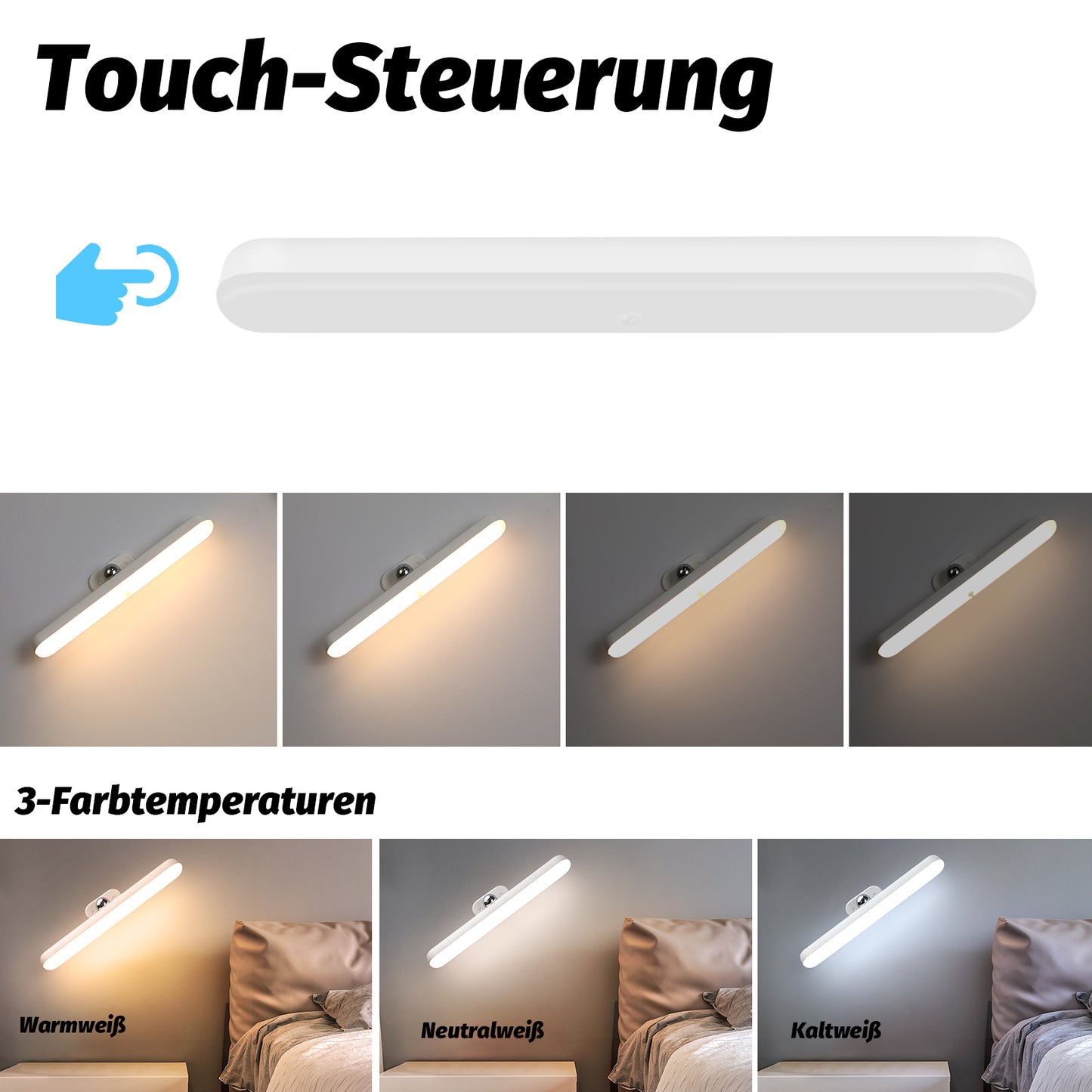 ZMH Unterbauleuchte K¨¹che LED Dimmbar Schminktisch Lampe mit Bewegungssensor - Kabellos Spiegellampe USB Aufladbar Akku Schranklicht Magnet Unterschrank Beleuchtung 360¡ã Schwenkbar K¨¹chenlampe