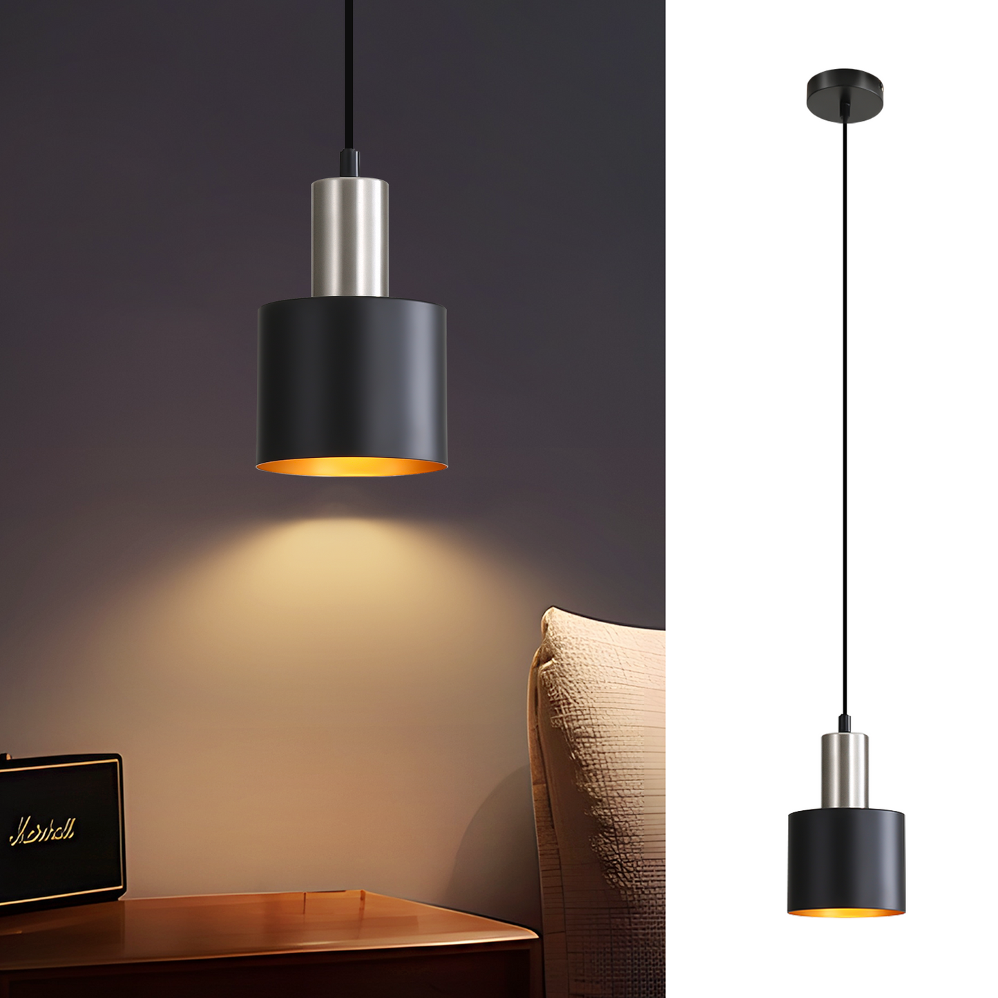 H?ngelampe Esstisch Pendelleuchte E27 Schwarz - H?ngeleuchte Retro Schlafzimmerlampe Nachttisch H?henverstellbar K¨¹chenlampe H?ngend Esszimmerlampe Vintage Industrial Ohne Leuchtmittel
