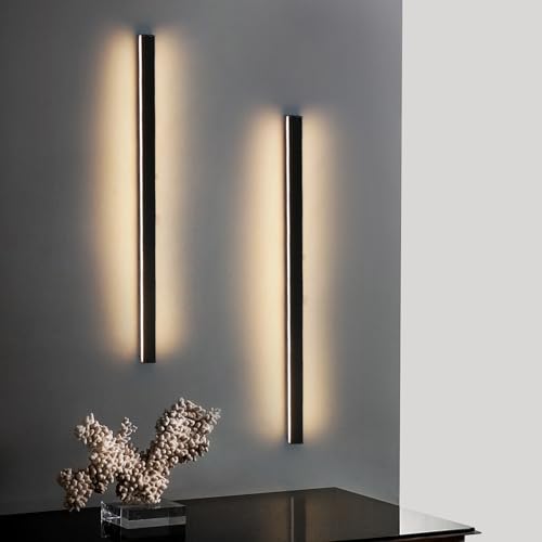 2ER Wandlampe led Wandleuchte innen - Modern 60CM 21W Flur Up Down Warmwei? Flurlampe Wohnzimmerlampe Schwarze Bettlampe Wandbeleuchtung f¨¹r Treppenhaus Wohnzimmer Kinderzimmer Schlafzimmer