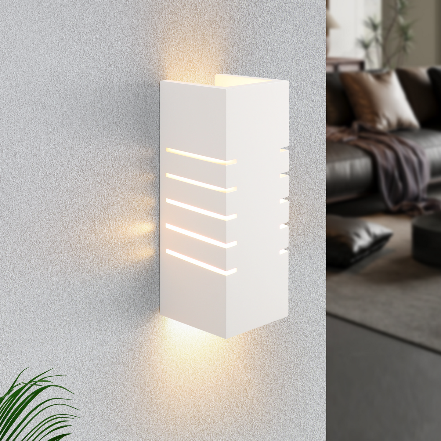 ZMH Wandleuchte Innen Wandlampe Up Down - Modern Design Flur Wandlampen E14 Treppenhaus Beleuchtung Wei? Gipsleuchte Wandbeleuchtung f¨¹r Schlafzimmer Kinderzimmer - Ohne Leuchtmittel