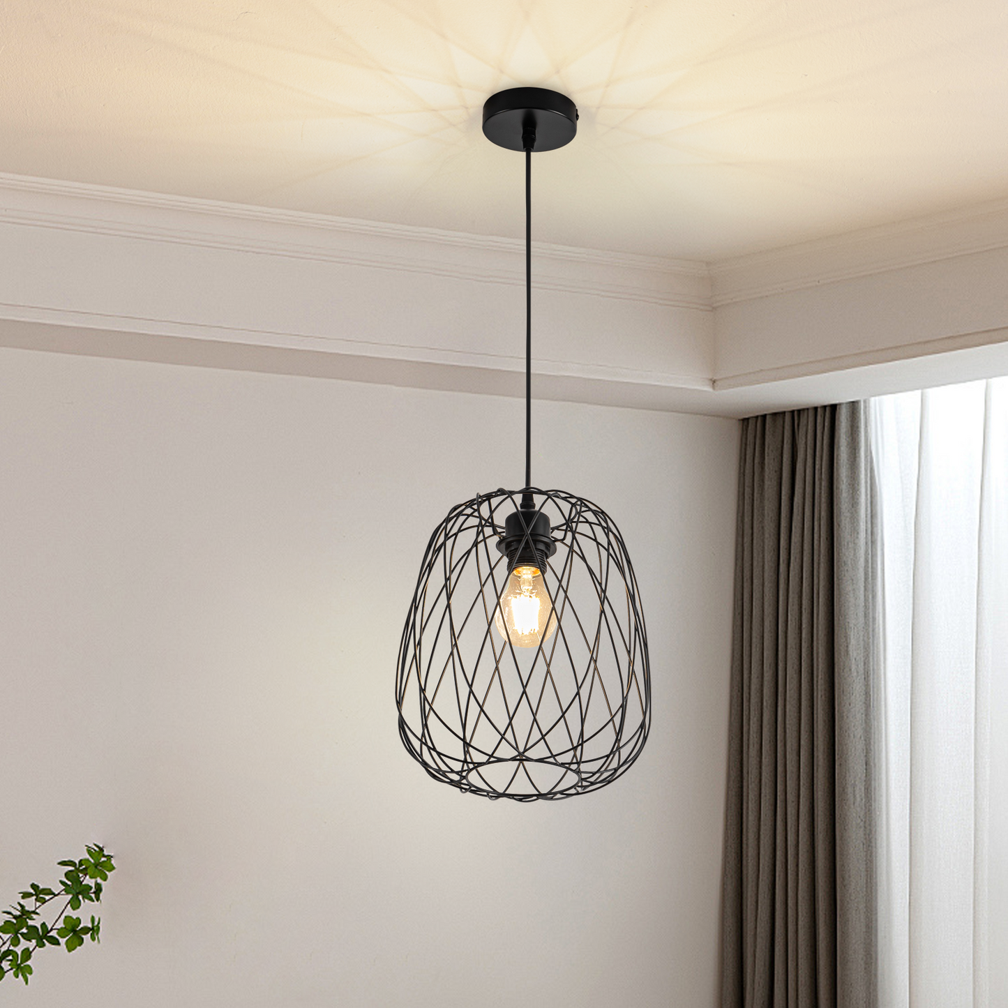 Pendelleuchte Esstisch H?ngeleuchte Vintage - Pendellampe E27 Decken H?ngelampe Schwarz Metall Rund H?ngend wohnzimmerlampe K¨¹che Schlafzimmer Ohne Leuchtmittel