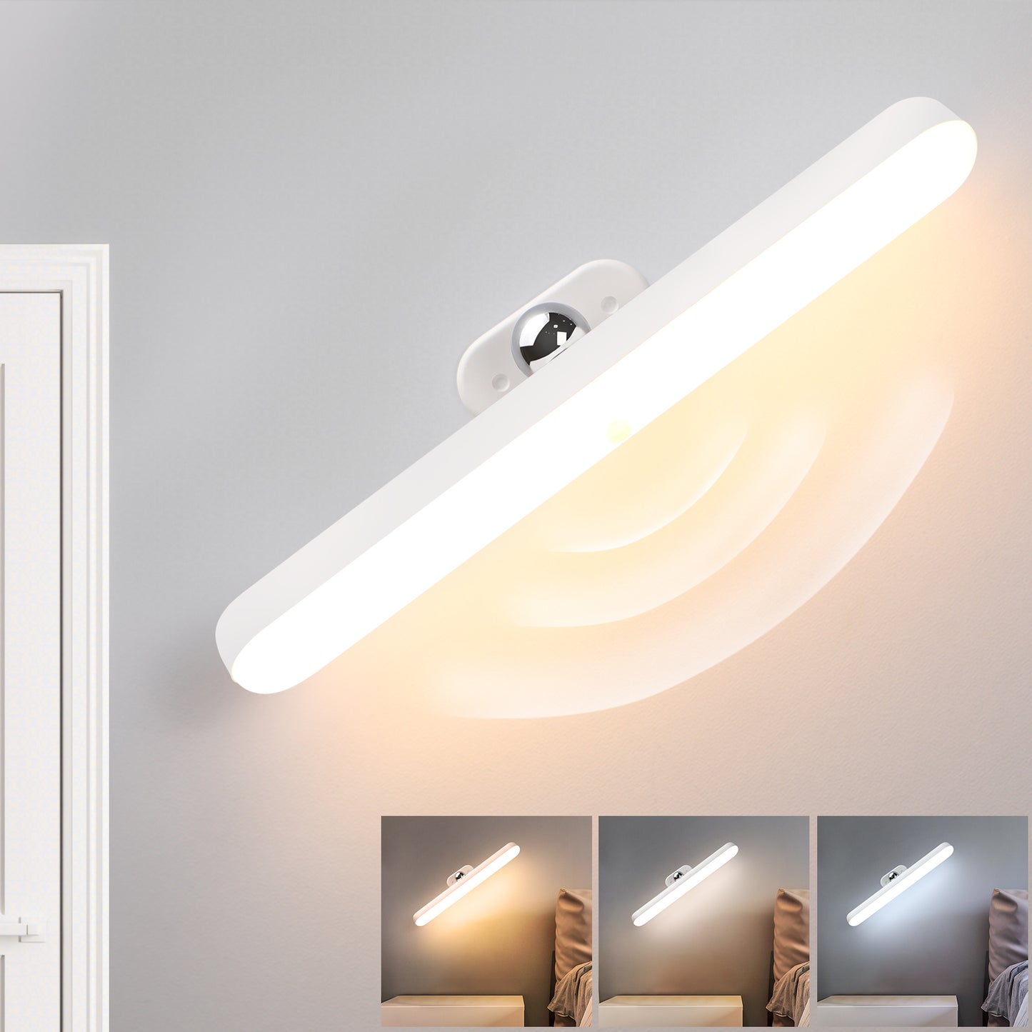 ZMH Unterbauleuchte K¨¹che LED Dimmbar Schminktisch Lampe mit Bewegungssensor - Kabellos Spiegellampe USB Aufladbar Akku Schranklicht Magnet Unterschrank Beleuchtung 360¡ã Schwenkbar K¨¹chenlampe