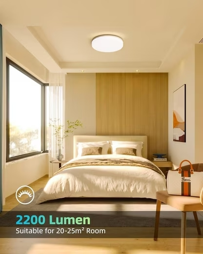 ZMH LED Deckenleuchte Rund 18/24W Badlampe-IP54 Wasserfest Modern f¨¹r Badezimmer Flur, Augenschutz,Flimmfrei, LED fest integriert, 2700K, Nicht Dimmbar