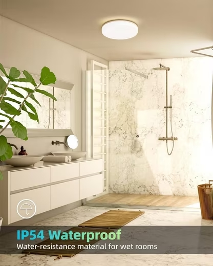 ZMH LED Deckenleuchte Rund 18/24W Badlampe-IP54 Wasserfest Modern f¨¹r Badezimmer Flur, Augenschutz,Flimmfrei, LED fest integriert, 2700K, Nicht Dimmbar