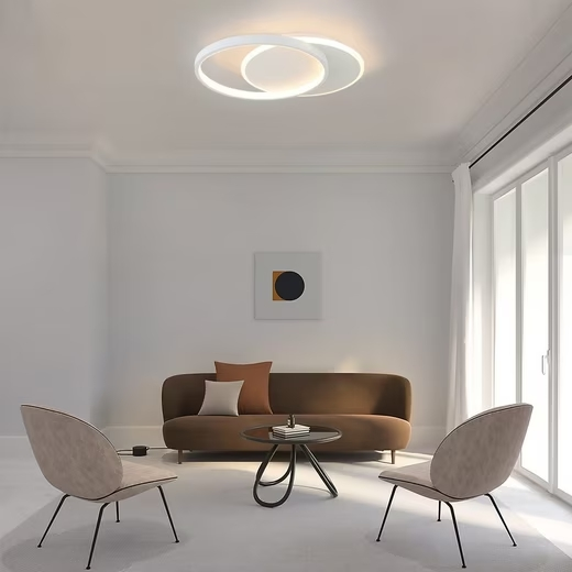 ZMH LED Deckenleuchte Wohnzimmer Dimmbar Deckenlampe mit 2 Rund Ring/Quradratisch, Augenschutz, LED fest integriert, Tageslichtwei?, 35W, 2800lm