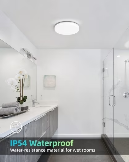 ZMH LED Panel Deckenlampe Rund Badezimmer Decke 24W Badlampe 27*4.8CM, IP54 Wasserdicht, LED fest integriert, Warmwei? Neutralwei? Kaltwei?, Dimmbar mit Fernbedienung, Schlafzimmer Flur K¨¹che Wohnzimmer