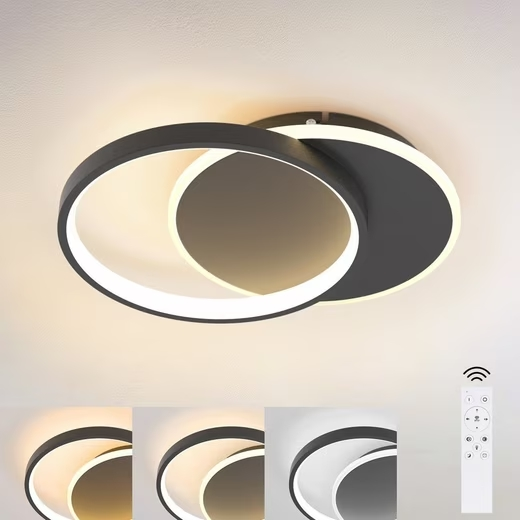ZMH LED Deckenleuchte Dimmbar Fernbedienung Schwarz Deckenlampe 35W Modern Flach Rund 41CM, LED fest integriert, Warmwei?, Neutralwei?, Kaltwei?, Wohnzimmer Schlafzimmer K¨¹che Schlafzimmer Flur Esszimmer
