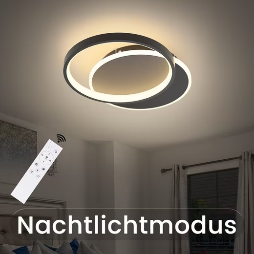 ZMH LED Deckenleuchte Dimmbar Fernbedienung Schwarz Deckenlampe 35W Modern Flach Rund 41CM, LED fest integriert, Warmwei?, Neutralwei?, Kaltwei?, Wohnzimmer Schlafzimmer K¨¹che Schlafzimmer Flur Esszimmer