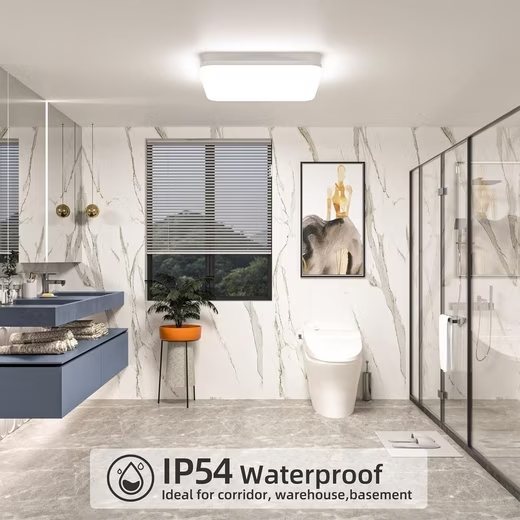 ZMH LED Panel Deckenleuchte Quadrat Wei? 24W Deckelampe Badlampe 27.5*4.8CM, IP54 Wasserfest, LED fest integriert, Warmwei? Neutralwei? Kaltwei?, Badezimmer Flur Schlafzimmer Wohnzimmer