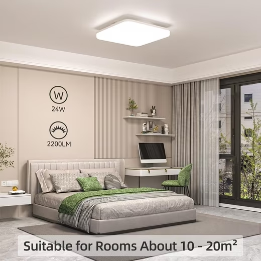 ZMH LED Panel Deckenleuchte Quadrat Wei? 24W Deckelampe Badlampe 27.5*4.8CM, IP54 Wasserfest, LED fest integriert, Warmwei? Neutralwei? Kaltwei?, Badezimmer Flur Schlafzimmer Wohnzimmer
