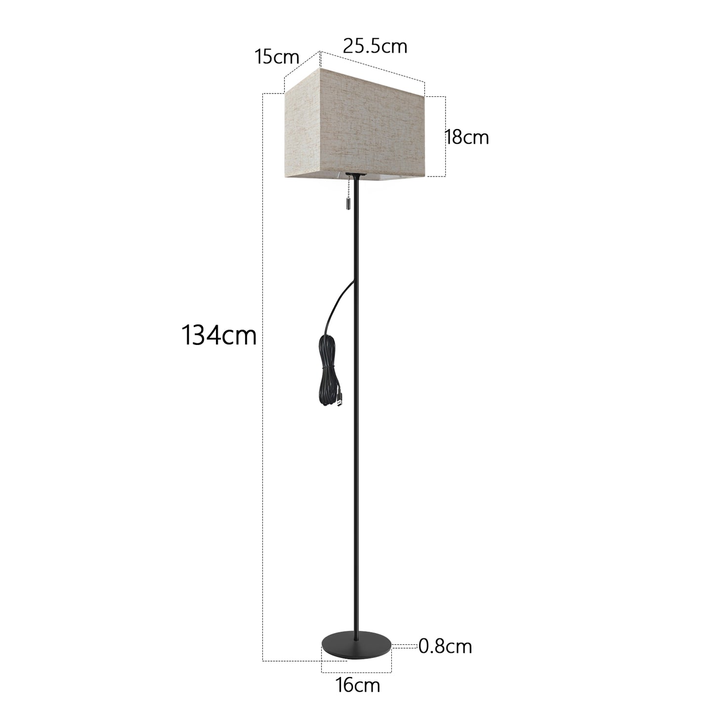 ZMH Stehlampe Wohnzimmer Vintage Stehleuchte: LED Dimmbar Standleuchte 134cm Standlampe Beige Lampenschirm 3000K-6500K Wohnzimmerlampe Seilzugschalter Retro Stoff Leselampe f¨¹r Schlafzimmer B¨¹ro