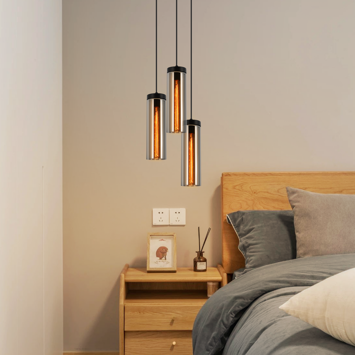 H?ngelampe Esstischlampe Schwarz - 3 Flammig Pendelleuchte Esstisch H?henverstellbar E27 h?ngeleuchte H?ngend Glas f¨¹r K¨¹chen Schlafzimmer Wohnzimmer (ohne Leuchtmittel)
