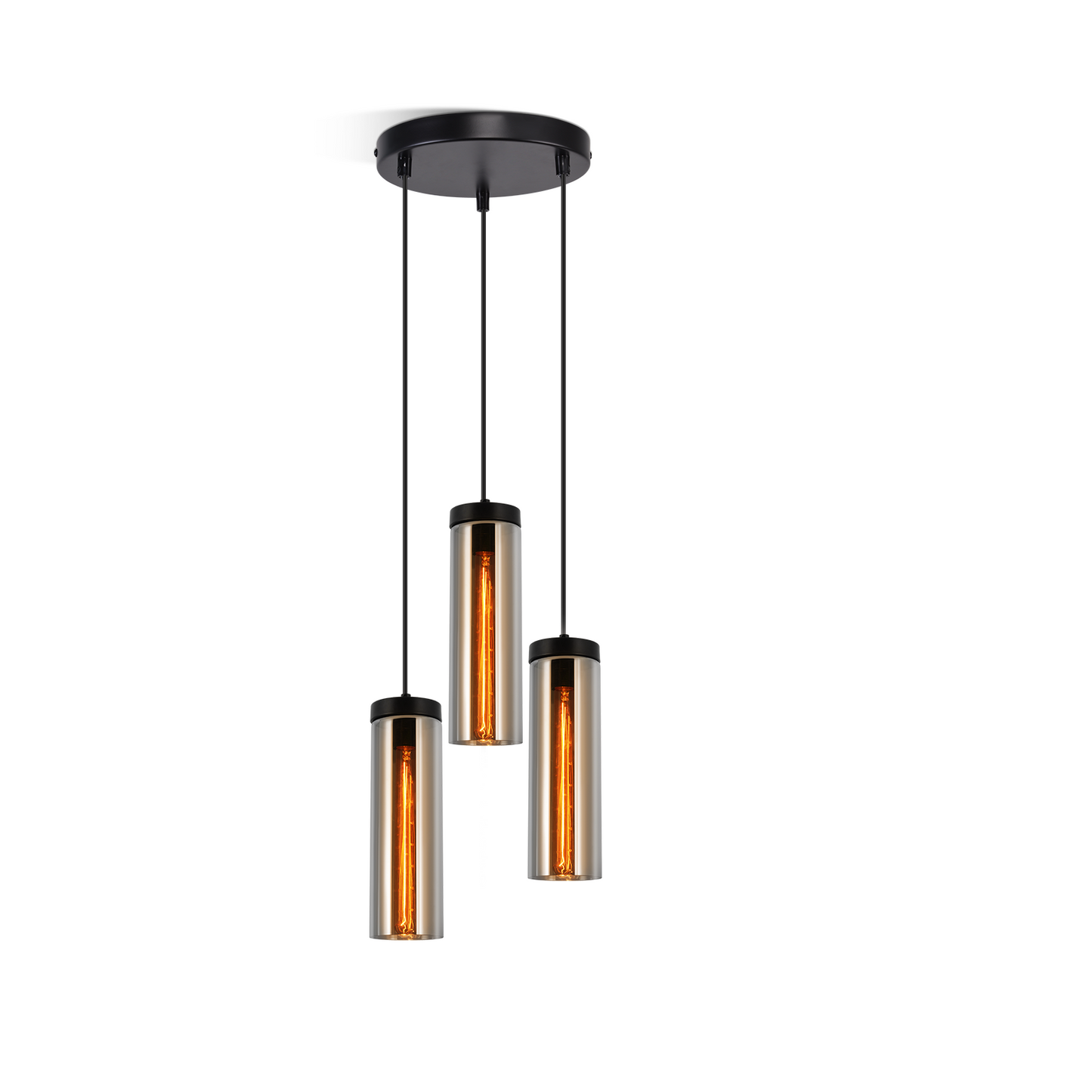 H?ngelampe Esstischlampe Schwarz - 3 Flammig Pendelleuchte Esstisch H?henverstellbar E27 h?ngeleuchte H?ngend Glas f¨¹r K¨¹chen Schlafzimmer Wohnzimmer (ohne Leuchtmittel)
