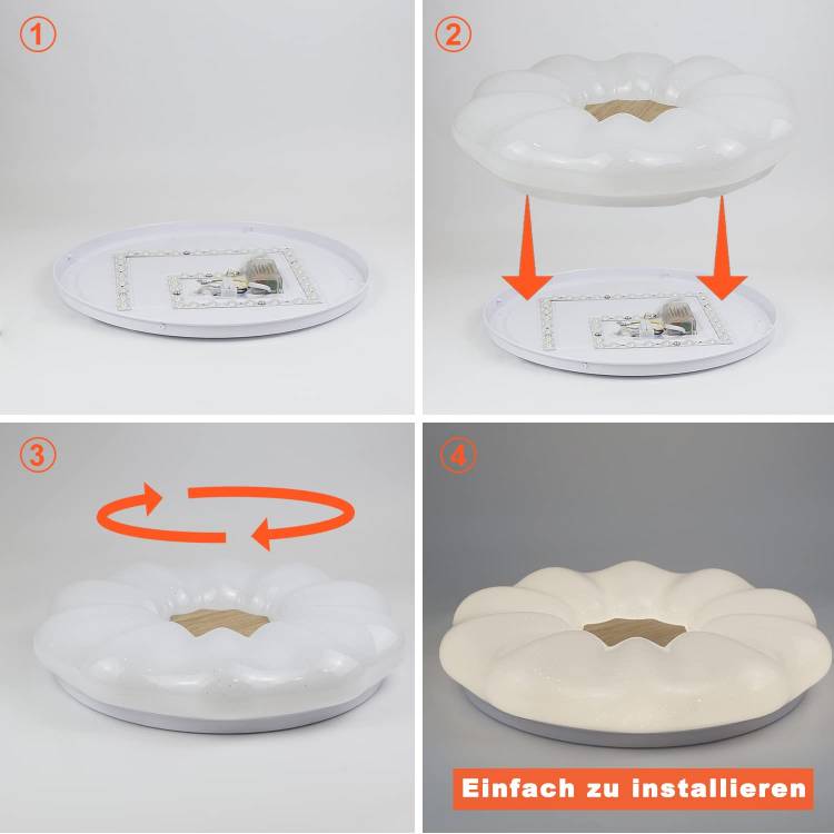 ZMH Deckenlampe LED Deckenleuchte Schlafzimmer - Rund ?28cm Schlafzimmerlampe 15W mit Sternenhimmel Design Modern Flurlampe Neturalwei? Deckenbeleuchtung f¨¹r Wohnzimmer Esszimmer Flur B¨¹ro