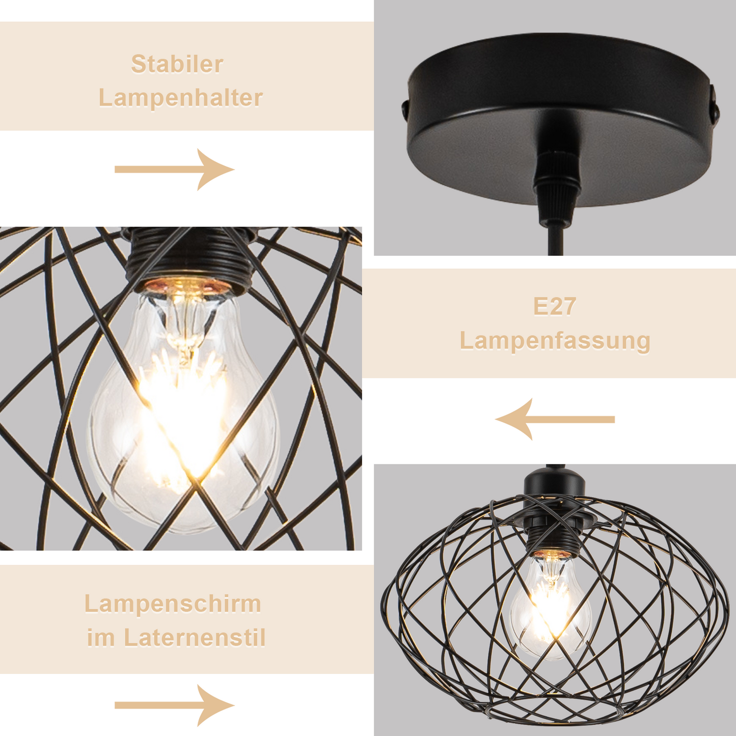 H?ngelampe Industrial Schwarz Pendelleuchte - H?ngeleuchte Metall Vintage E27 Pendellampe Retro Esszimmer Lampe K¨¹che H?ngend Wohnzimmer Flur Ohne Leuchtmittel