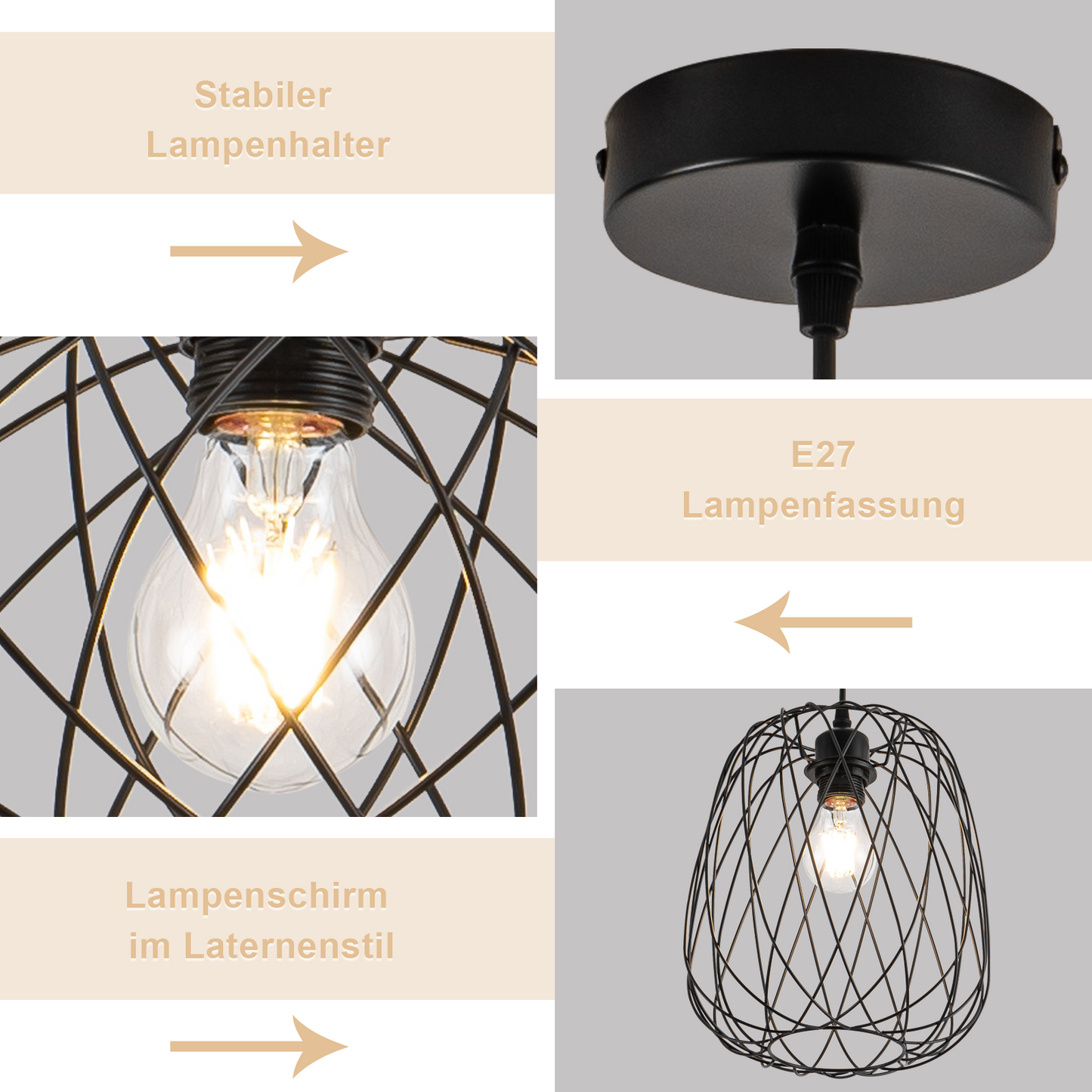 Pendelleuchte Esstisch H?ngeleuchte Vintage - Pendellampe E27 Decken H?ngelampe Schwarz Metall Rund H?ngend wohnzimmerlampe K¨¹che Schlafzimmer Ohne Leuchtmittel