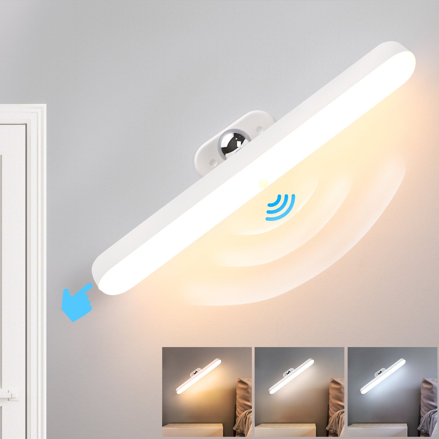 ZMH Unterbauleuchte K¨¹che LED Dimmbar Schminktisch Lampe mit Bewegungssensor - Kabellos Spiegellampe USB Aufladbar Akku Schranklicht Magnet Unterschrank Beleuchtung 360¡ã Schwenkbar K¨¹chenlampe