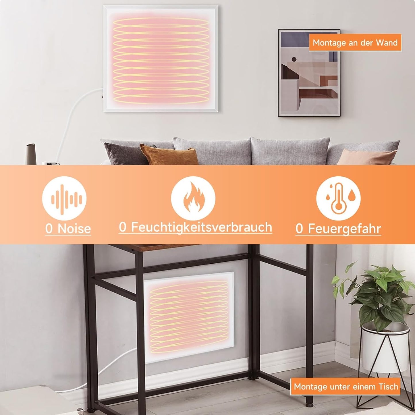 ZMH Infrarotheizung Energiesparend Infrarot Wandheizung - 350W Heizung Elektrisch Wandmontage Elektroheizung Wand Badezimmer mit Überhitzungsschutz Heizkörper Infrarotheizkörper Infrared Heater